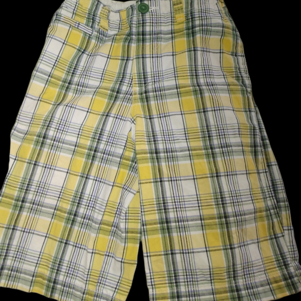 Cherokee, boys 14, yellow, plaid, adjustable waist, shorts